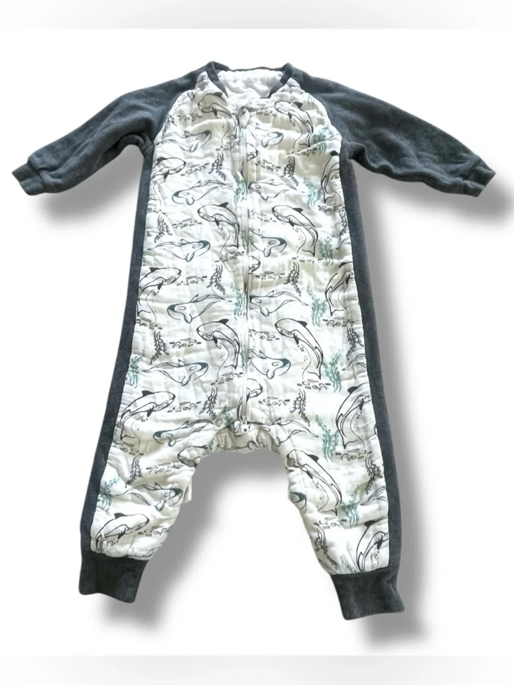 Nest Designs Baby Sleep Suit Whale Print Zip Snap Convertible Foot Pajamas 18M
